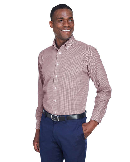 Devon & Jones Men's Crown Collection® Gingham Check Woven Dress Shirt D640 #colormdl_Burgundy