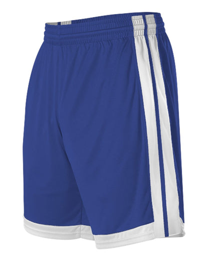 Alleson Athletic Single Ply Basketball Shorts 538P #color_Royal/ White