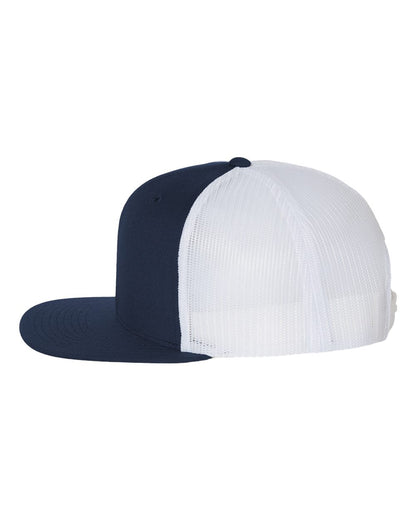 Richardson Wool Blend Flat Bill Trucker Cap 511 #color_Navy/ White