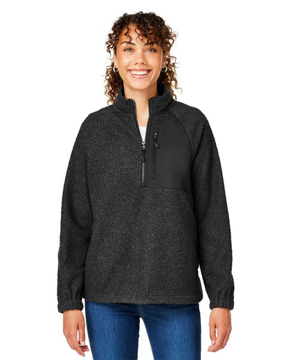 North End Women's Aura Sweater Fleece Quarter-Zip Pullover NE713W #colormdl_Black/ Black