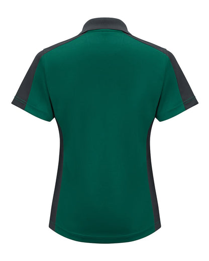 Red Kap Women's Performance Knit Two-Tone Polo SK53 #color_Hunter Green/ Charcoal
