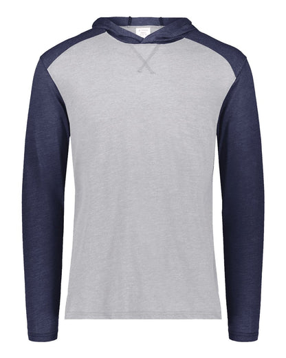 Augusta Sportswear Unisex Gameday Vintage Hooded T-Shirt 6884 #color_Grey Heather/ Navy Heather