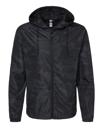 Independent Trading Co. Lightweight Windbreaker Full-Zip Jacket EXP54LWZ #color_Black Camo