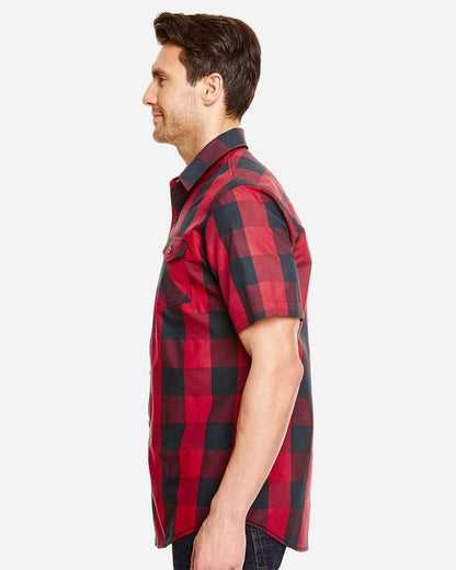 Burnside Men's Buffalo Plaid Short Sleeve Shirt 9203 #colormdl_Red/ Black