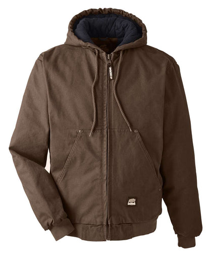 Berne Apparel Men's Heartland Washed Cotton Duck Hooded Jacket HJ375 #color_Bark