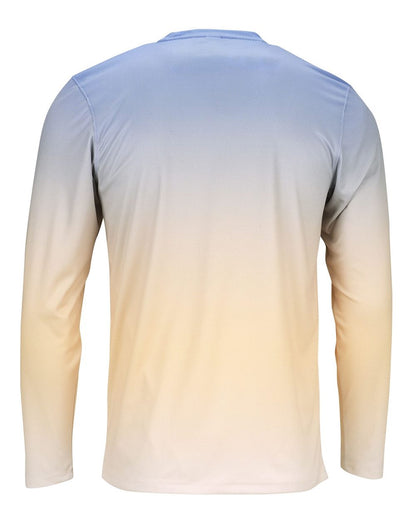 Paragon Unisex Barbados Performance Pin Dot Long Sleeve T-Shirt 225 #color_Bimini Blue/ Peach