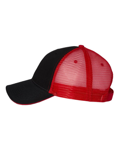 Valucap Sandwich Trucker Cap S102 #color_Black/ Red