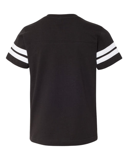 LAT Youth Football Fine Jersey Tee 6137 #color_Black Solid/ White