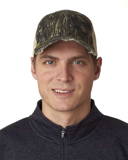 Adams Headwear Ollie Distressed Cap OL102 #colormdl_Hardwoods Camo/ Tan