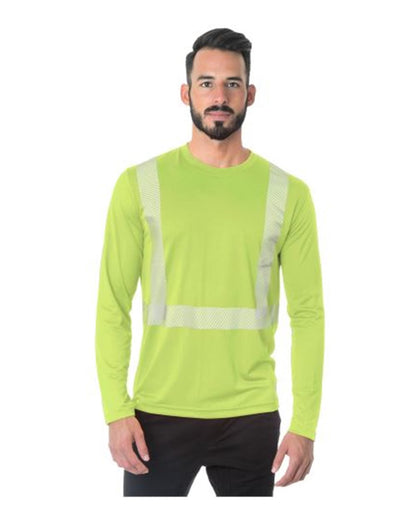 Bayside Unisex USA-Made Hi-Visibility Long Sleeve Performance T-Shirt - Segmented Tape 3740 #color_Lime Green