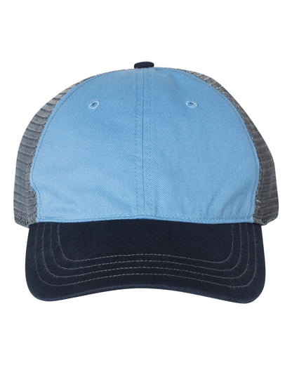 Richardson Garment-Washed Trucker Cap 111 #color_Columbia Blue/ Charcoal/ Navy