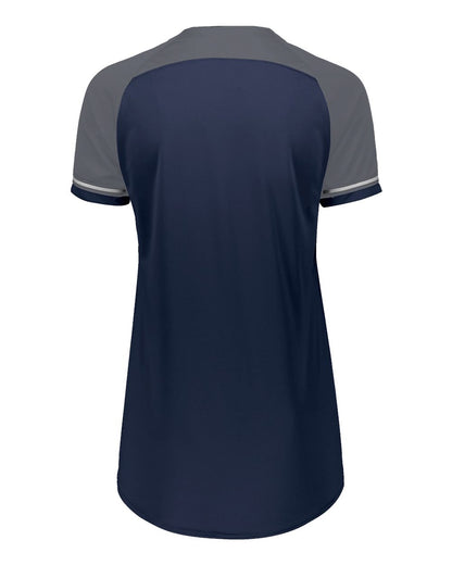 Russell Athletic Women's Classic V-Neck Jersey R01X3X #color_Navy/ Steel/ White