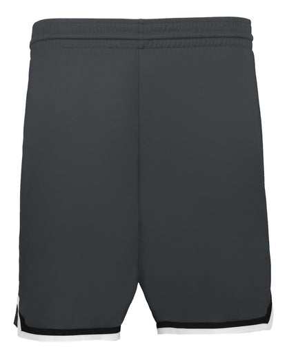 Alleson Athletic Youth Retro Basketball Shorts A54000 #color_Graphite/ Black/ White