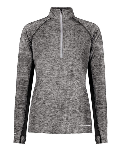 Holloway Women's Electrify CoolCore® Quarter-Zip Pullover 222774 #color_Black Heather