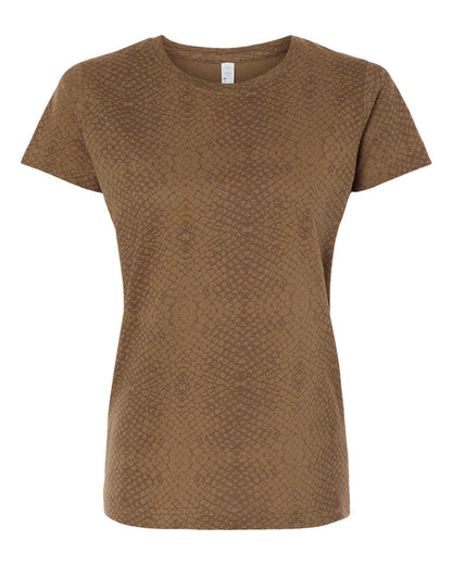 LAT Women's Fine Jersey Tee 3516 #color_Brown Reptile
