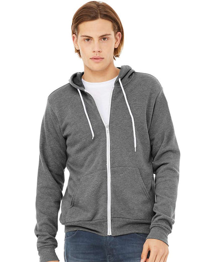 BELLA + CANVAS Sponge Fleece Full-Zip Hoodie 3739 #colormdl_Deep Heather