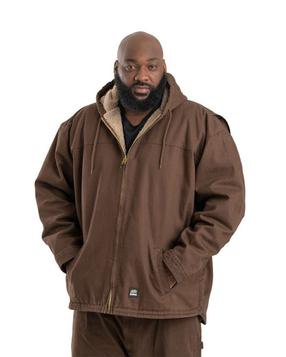 Berne Apparel Men's Heartland Washed Duck Hooded Work Coat HJ626 #colormdl_Bark
