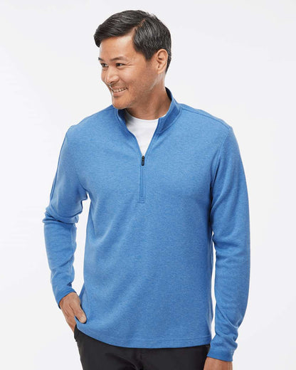 Adidas Men's 3-Stripe Quarter-Zip Sweater Pullover A554 #colormdl_Focus Blue Melange