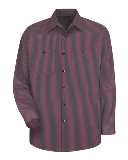 Red Kap Men's Industrial Long Sleeve Work Shirt SP14 #color_RC - Charcoal/ Red