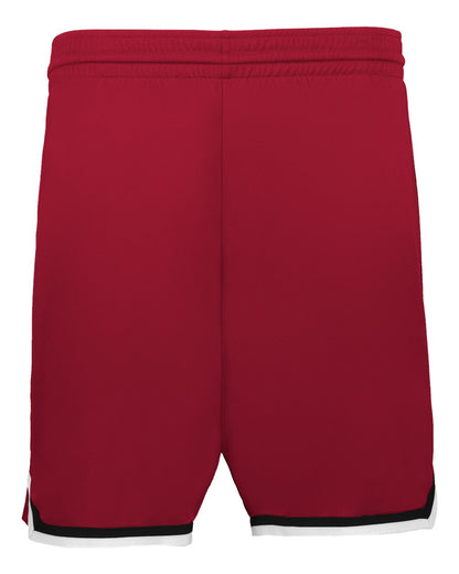Alleson Athletic Youth Retro Basketball Shorts A54000 #color_Red/ Black/ White