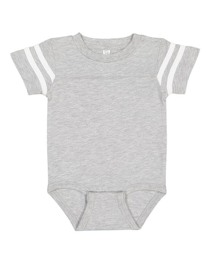 Rabbit Skins Infant Football Fine Jersey Bodysuit 4437 #color_Vintage Heather/ White