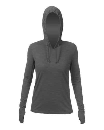 ANETIK Women's Breeze Tech Hooded Long Sleeve T-Shirt WSBRZH0 #color_Charcoal Heathered