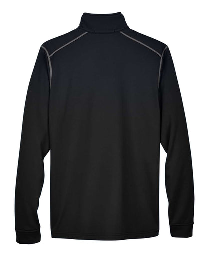 Devon & Jones Men's Newbury Colorblock Mélange Fleece Full-Zip jacket DG796 #color_Black Heather/ Dark Grey Heather