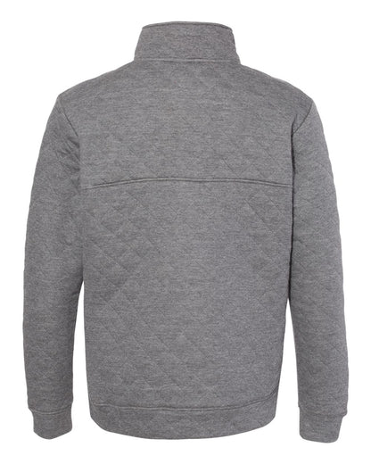 J. America Men's Quilted Half-Snap Pullover 8890 #color_Charcoal Heather