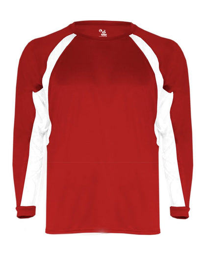 Badger Youth B-Core Hook Long Sleeve T-Shirt 2154 #color_Red/ White