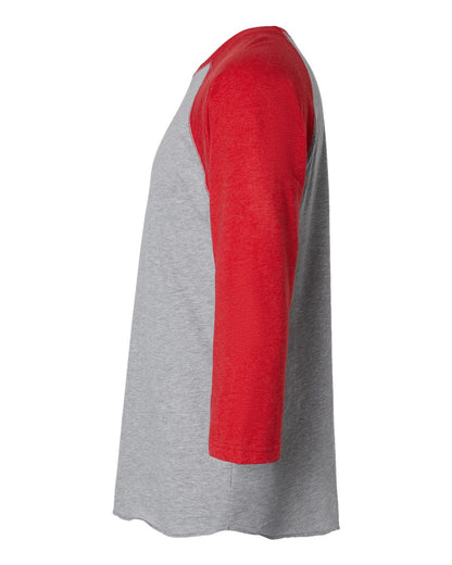 LAT Men's Baseball Fine Jersey Three-Quarter Sleeve Tee 6930 #color_Vintage Heather/ Vintage Red