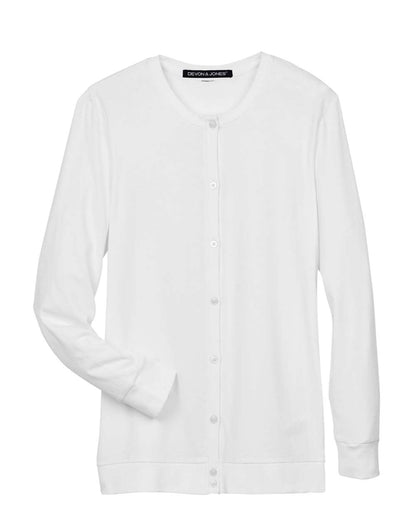 Devon & Jones Women's Perfect Fit™ Ribbon Cardigan DP181W #color_White