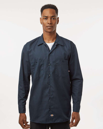 Dickies Men's Tall Industrial Long Sleeve Work Shirt L535T #colormdl_Dark Navy