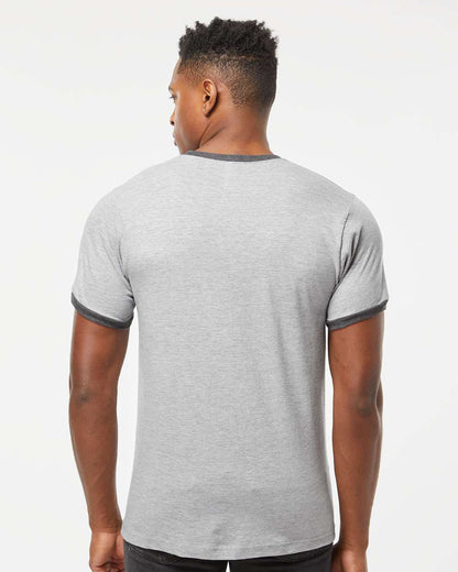 Tultex Fine Jersey Ringer T-Shirt 246 #colormdl_Heather Grey/ Heather Charcoal