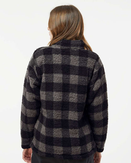 J. America Women’s Epic Sherpa Quarter-Zip Pullover 8451 #colormdl_Black/ Charcoal Buffalo