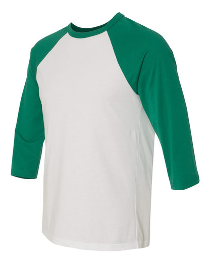 BELLA + CANVAS Three-Quarter Sleeve Baseball Tee 3200 #color_White/ Kelly