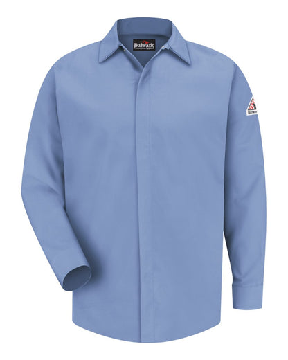 Bulwark Men's Tall Concealed-Gripper Pocketless Work Shirt SLS2T #color_Light Blue