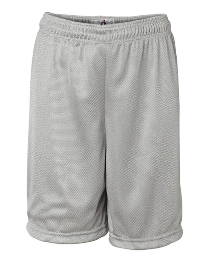 Badger Youth Mini Mesh 6'' Inseam Shorts 2237 #color_Silver