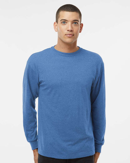 M&O Unisex Gold Soft Touch Long Sleeve T-Shirt 4820 #colormdl_Heather Royal