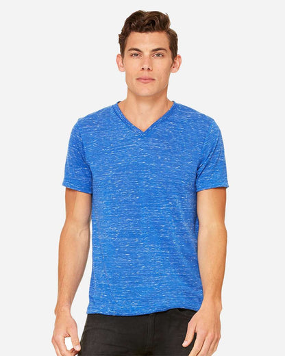 BELLA + CANVAS Unisex Textured Jersey V-Neck Tee 3655 #colormdl_True Royal Marble