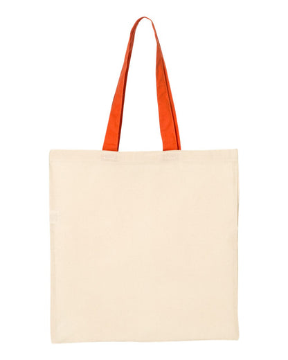 Q-Tees Economical Tote with Contrast-Color Handles QTB6000 #color_Natural/ Orange