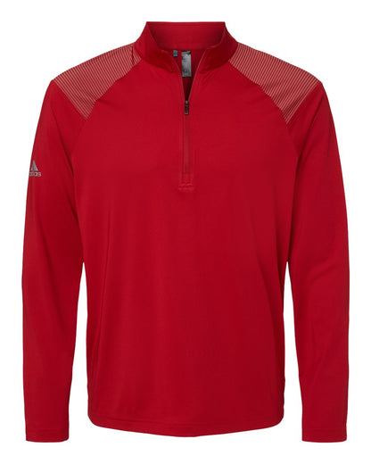 Adidas Shoulder Stripe Quarter-Zip Pullover A520 #color_Team Power Red