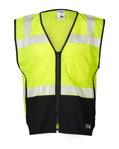 Kishigo Unisex Premium Black Series® FR Black Bottom Mesh Vest FM410 #color_Lime