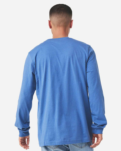 BELLA + CANVAS Heather CVC Long Sleeve Tee 3501CVC #colormdl_Heather Columbia Blue
