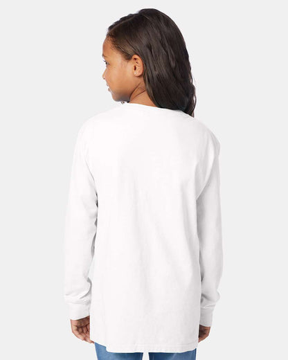 ComfortWash by Hanes Garment-Dyed Youth Long Sleeve T-Shirt GDH275 #colormdl_White