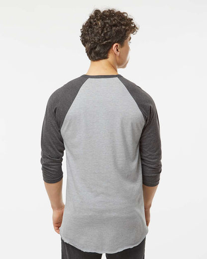 Tultex Fine Jersey Raglan T-Shirt 245 #colormdl_Heather Grey/ Heather Charcoal