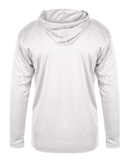 Badger Youth B-Core Long Sleeve Hooded T-Shirt 2105 #color_White