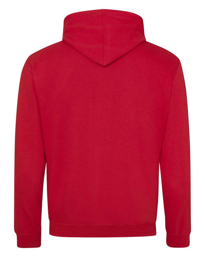 AWDis Unisex Midweight Varsity Contrast Hooded Sweatshirt JHA003 #color_Fire Red/ Arctic White