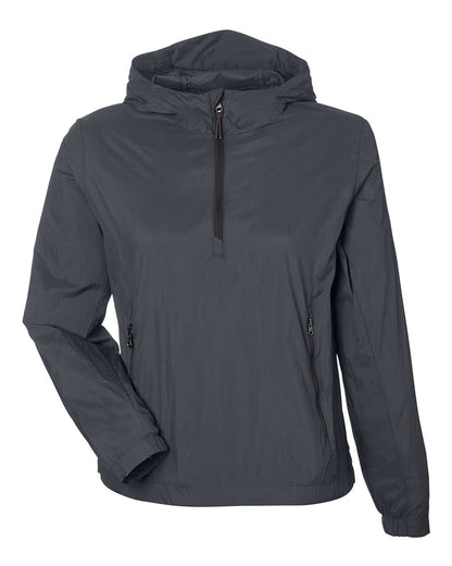 North End Women's Aura Lightweight Packable Anorak NE810W #color_Carbon/ Black