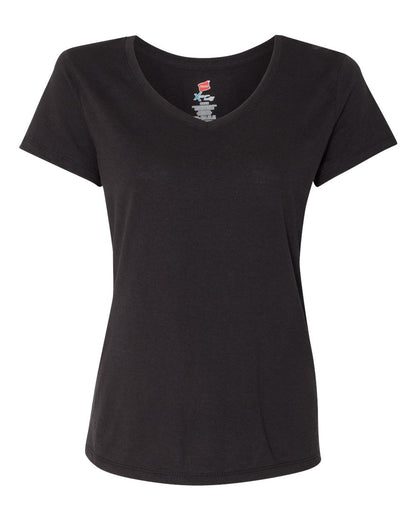 Hanes Women's Perfect-T Triblend V-Neck T-Shirt 42VT #color_Black Triblend