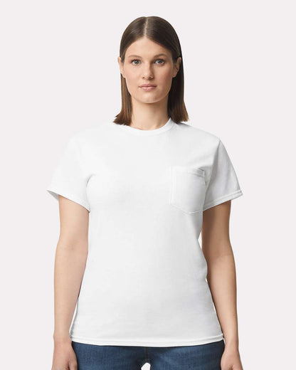 Gildan Unisex Ultra Cotton® Pocket T-Shirt 2300 #colormdl_White